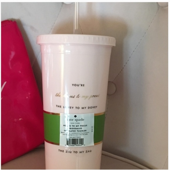 Kate spade pink bridesmaid tumbler + gia pouch nwt - Picture 3 of 7